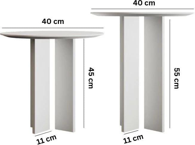 Set tavolinash kafeje Skye Decor, Leo (55 + 45), e bardhë