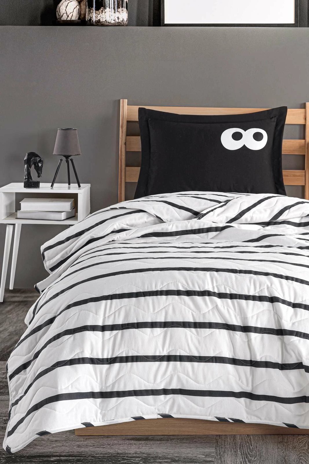 Set mbulesë krevati teke L'essentiel, Funny, e zezë