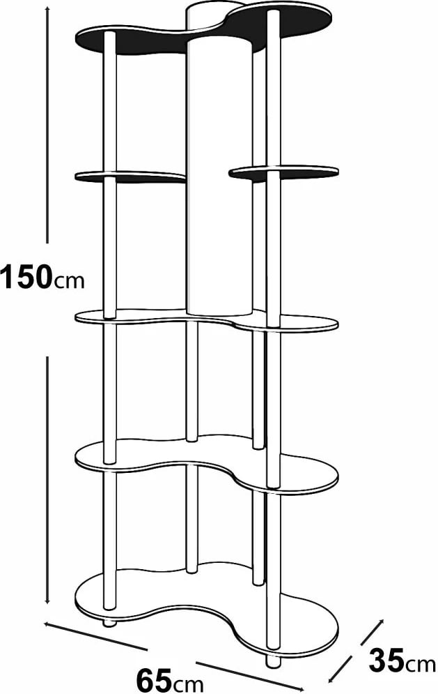Raft modern për shtëpi ose zyrë, ngjyrë e zezë, Opviq KS-11112