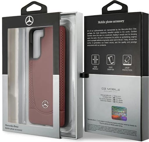 Mbështjellës Mercedes Urban Line për Samsung Galaxy S21+, lëkurë, i kuq