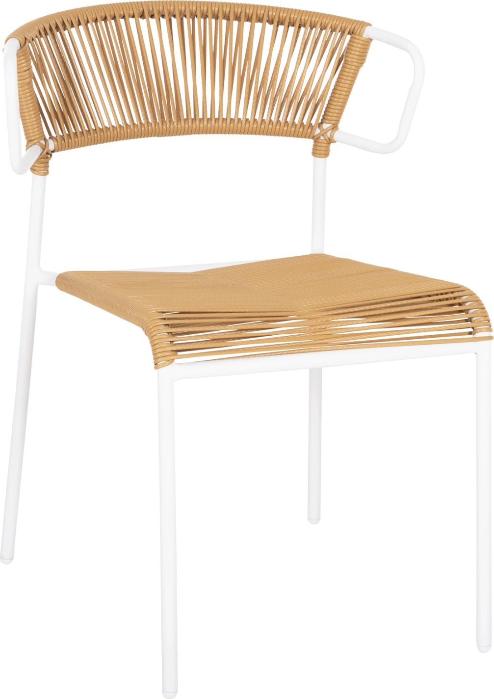 Karrige SUKI FH6053.01 metalike, ngjyrë e bardhë dhe ratan sintetik, ngjyrë natyrale, 54x62x80H cm