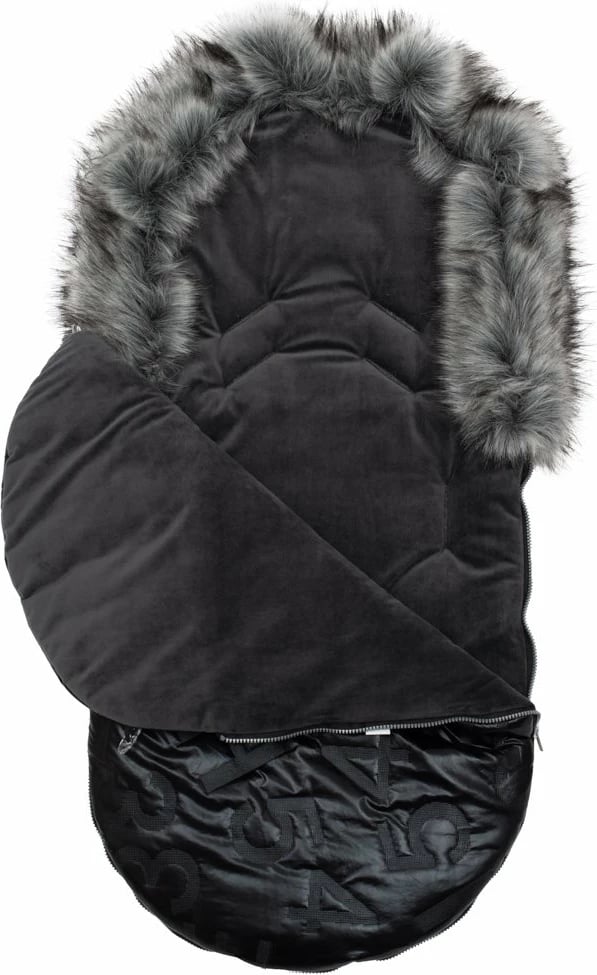 Thes ngrohës për karrocë/ulëse, NEW BABY, Luxury Fuzzy with Fur Coat, 98x48 cm, zinxhir rrethor, vrima për rripa 5-pikësh, i zi