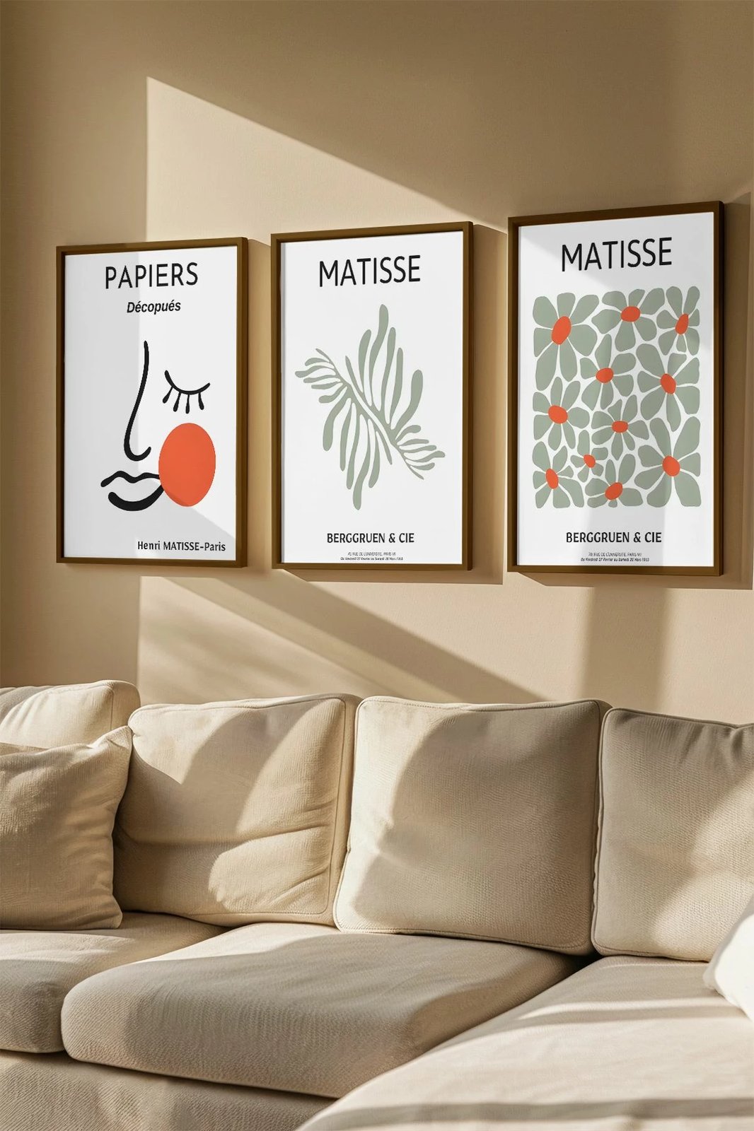 Set pikturash dekorative me kornizë (3 copë), Wallity, Artvmodel18-Kahve