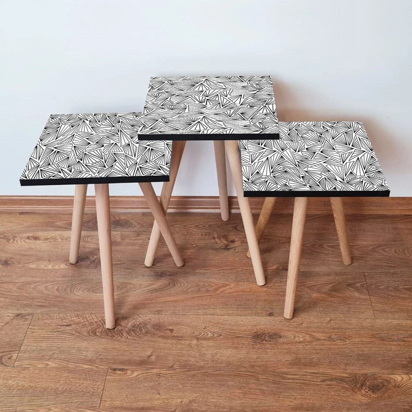 Set tavolinash të vendosshme (3 copë), Skye Decor, 3Shp229, bardhë/zi