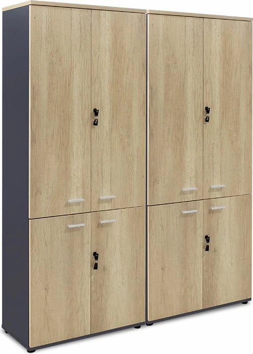 Dollap Lotus me 4 dyer, ngjyrë lisi-gri e errët, 160x40x200cm