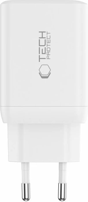 Karikues Tech-Protect NC45W-GAN me 2 porta USB-C, 45W, Bardhë