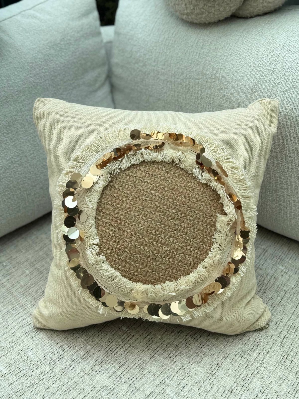 Jastëk dekorativ, mbulesë, ngjyrë bezhë, KET010, 43x43cm