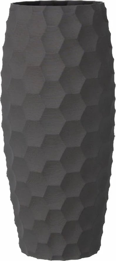 Vazo FLOW, qeramike, ngjyrë gri e errët, 19x19x41cm