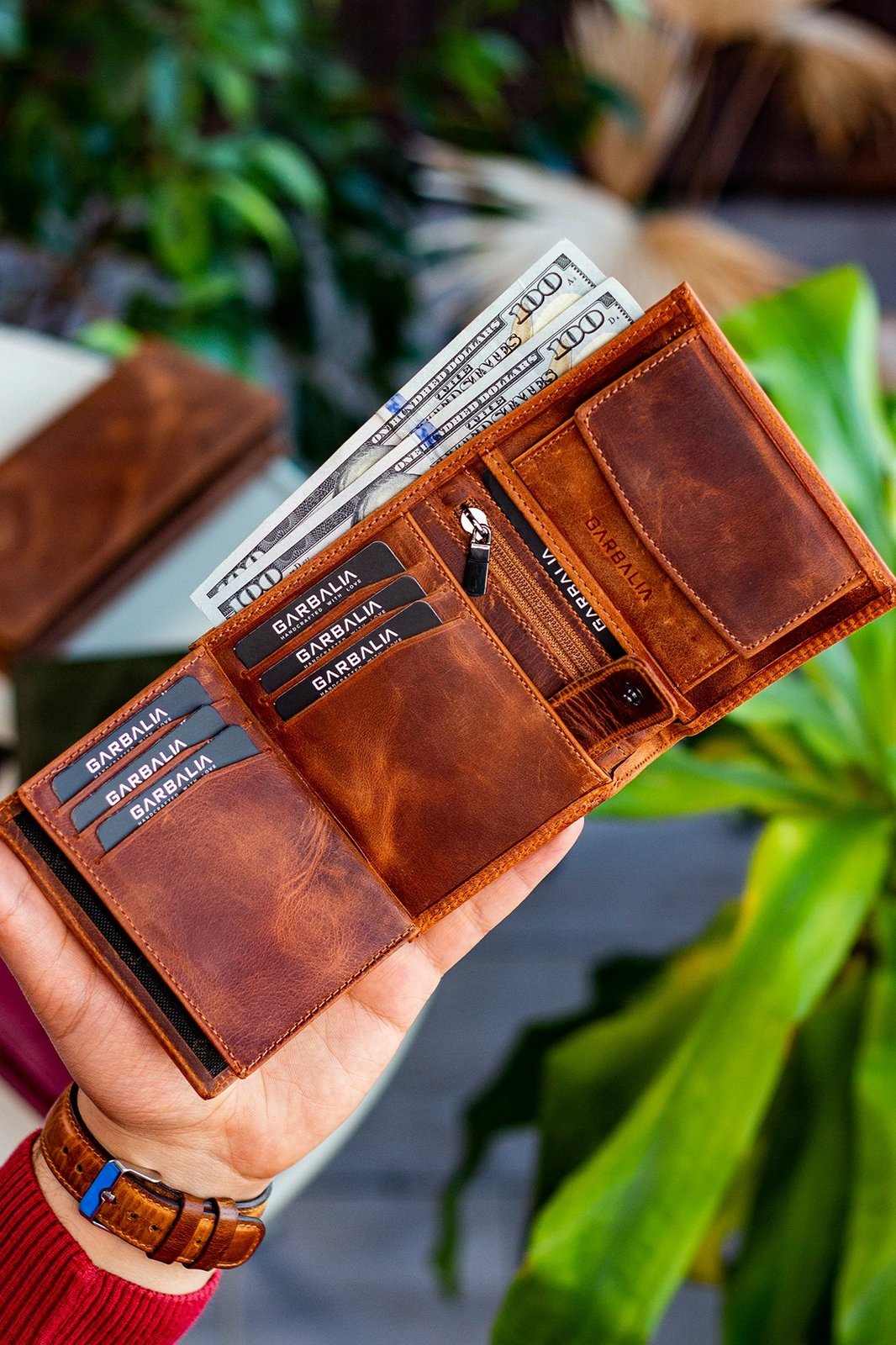 Portofol për burra, lëkurë natyrale, ngjyrë tan, Zoozie Bags Dortmund