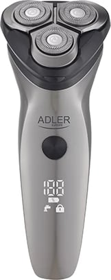 Makinë rroje, Adler, AD 2945, 3 koka dy unazore, trimmer mjekre i tërheqshëm, ekran LED, IPX7, karikim USB