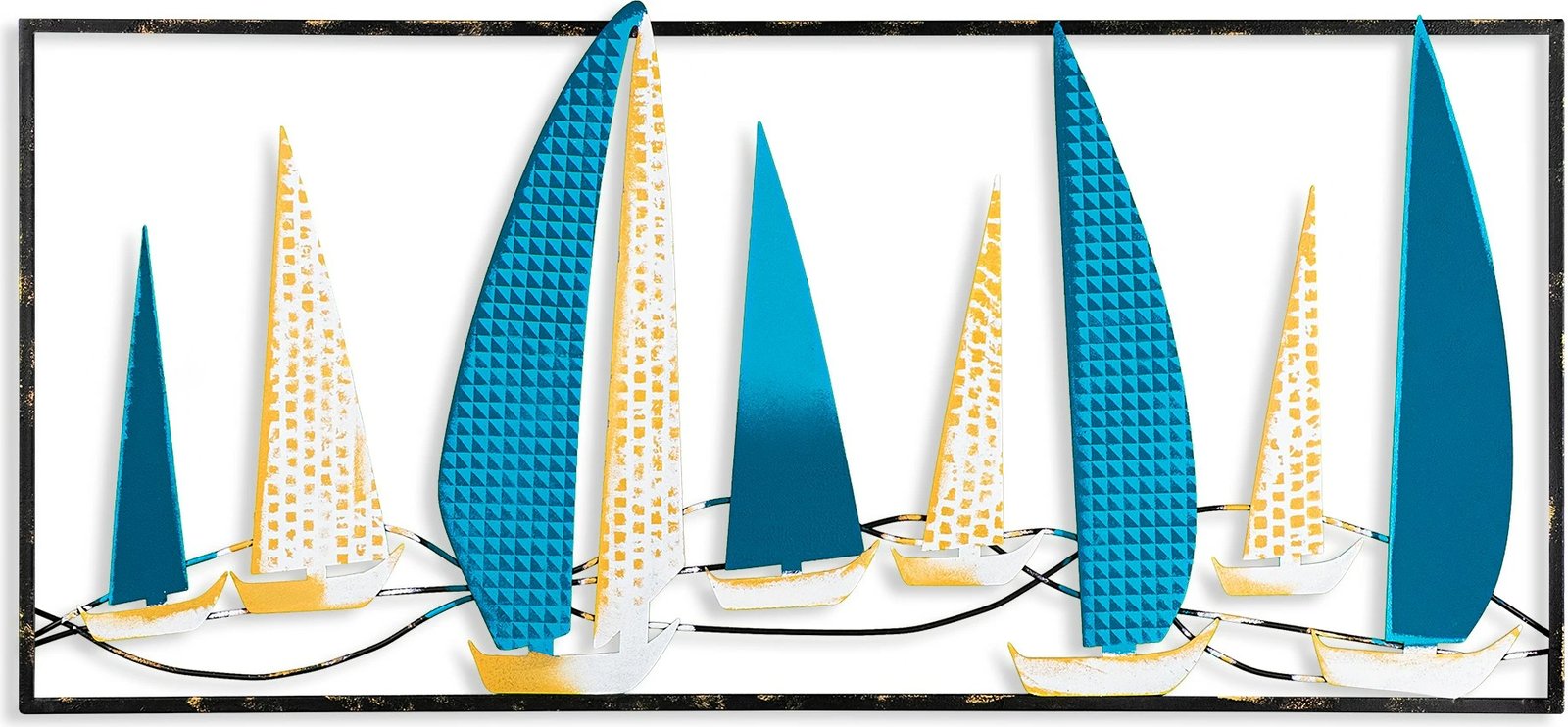 Aksesor dekorativ metalik për mur, Wallity Yelkenli 2, shumëngjyrësh, 40x90cm