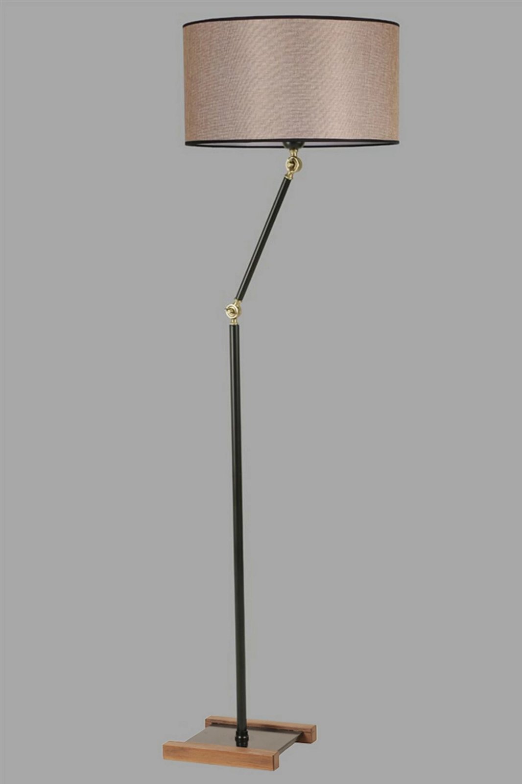 Llambë dyshemeje Opviq, 8586-4, trup metalik, kapak stof, ngjyrë mink, e zezë, ari, 165cm