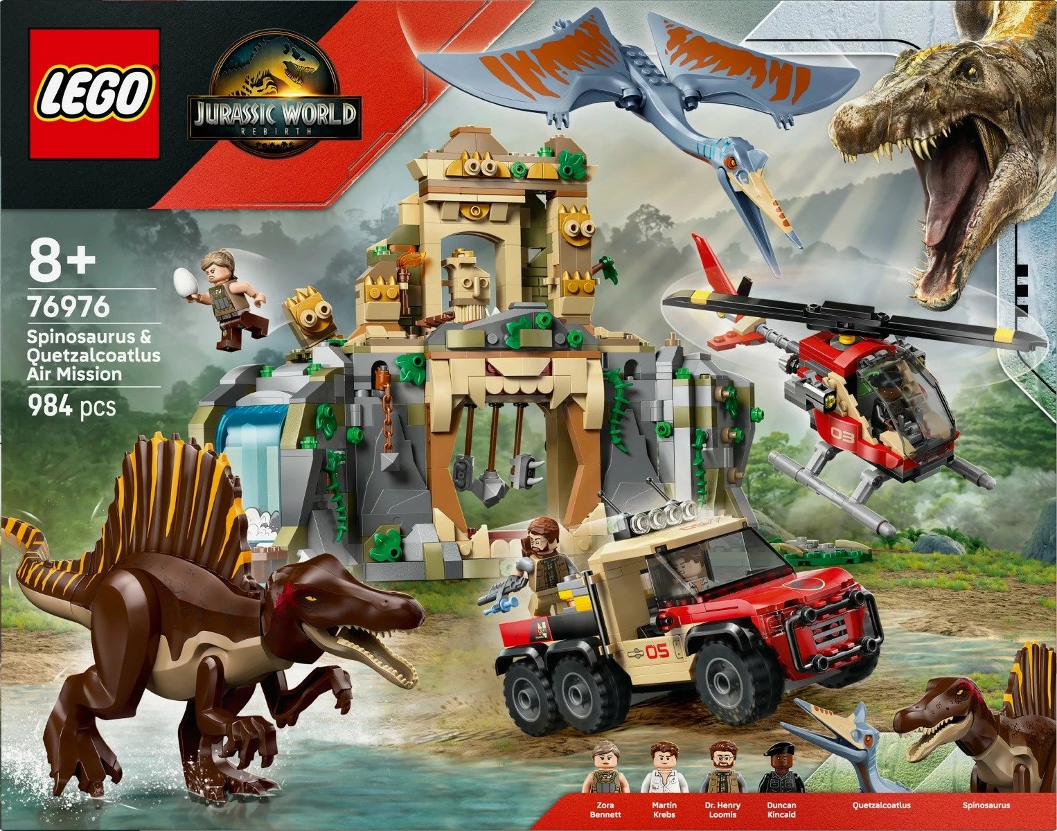 Set LEGO Jurassic World 76976 Air Mission me Spinosaurus dhe Quetzalcoatlus, 984 pjesë