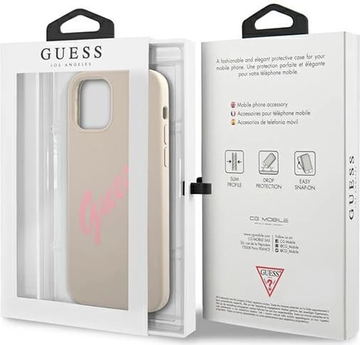 Mbështjellës Guess GUHCP12MLSVSGP për iPhone 12/12 Pro 6.1", silikon, hirtë/rozë Mbështjellës Guess GUHCP12MLSVSGP për iPhone 12/12 Pro 6.1", silikon, hirtë/rozë