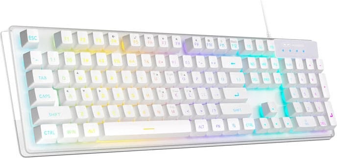 Set tastierë + maus MageGee K1, me kabllo, RGB, 104 taste, DPI 3200, Bardhë
