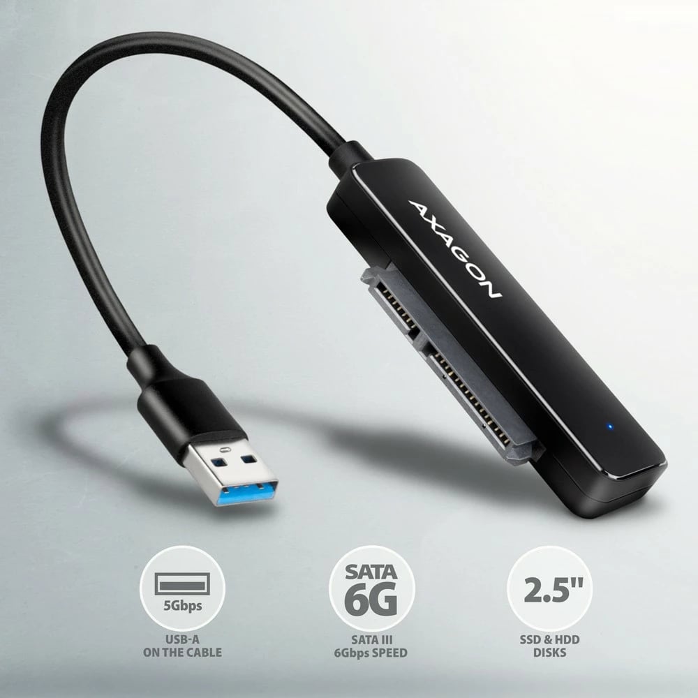 Adapter AXAGON ADSA-FP2A, USB-A 5Gbps, për HDD/SSD 2.5", i zi