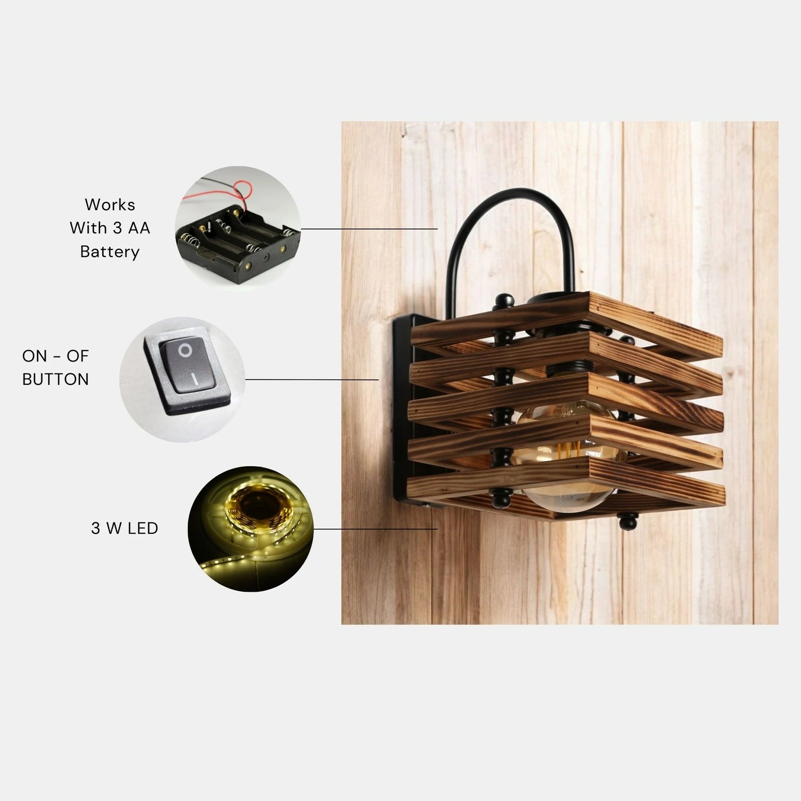 Llambë muri Opviq, Avni - 8456-1YP, ngjyrë druri