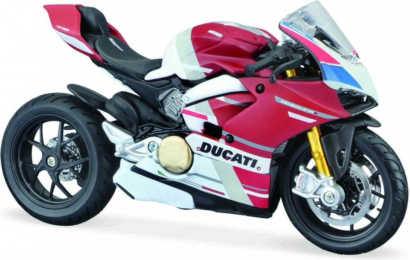 Model metalik motor Ducati Panigale V4 S Corse Maisto 1:18, Kuqe/Bardhë/Blu/Zi