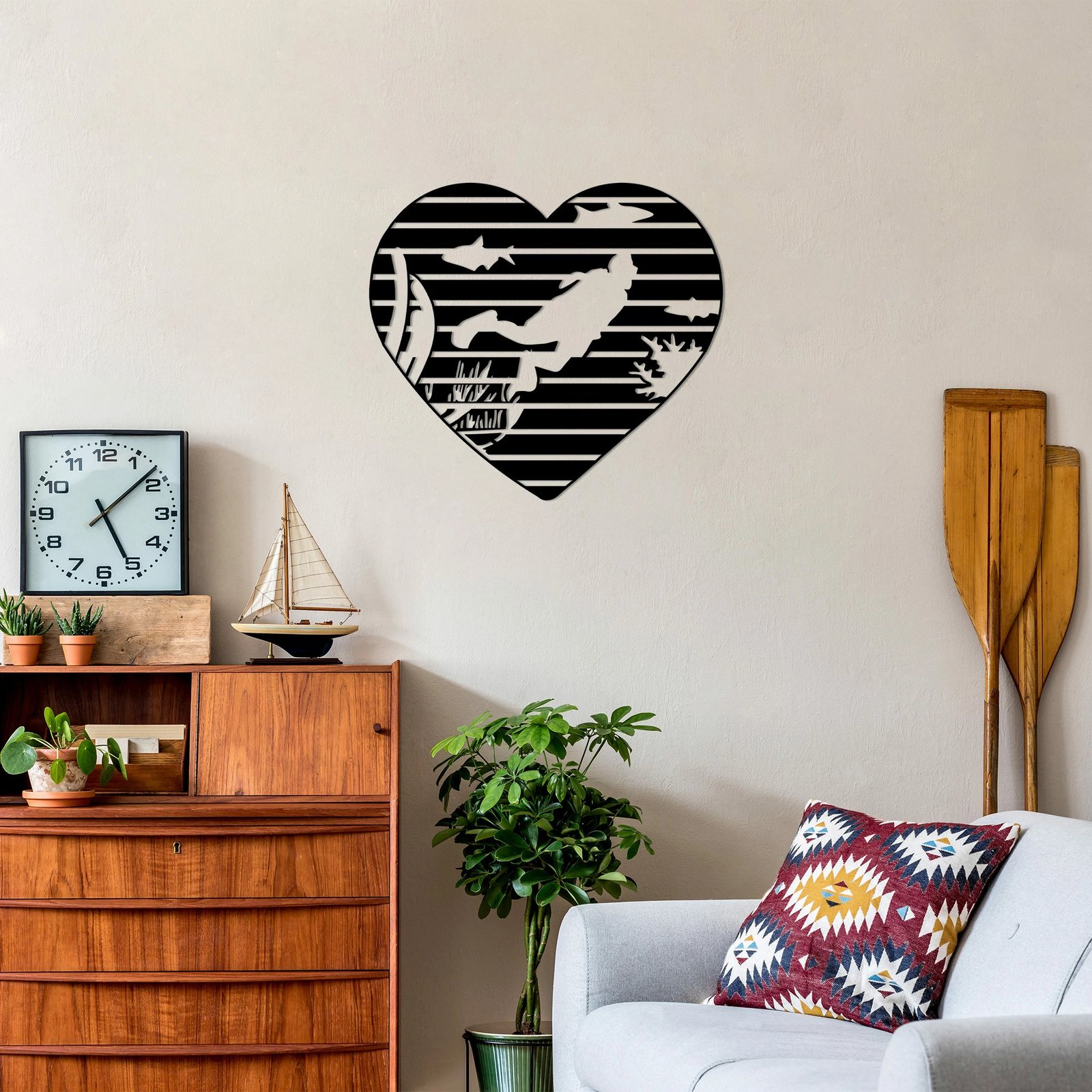 Aksesor dekorativ metalik për mur, Wallity, Diver - 445