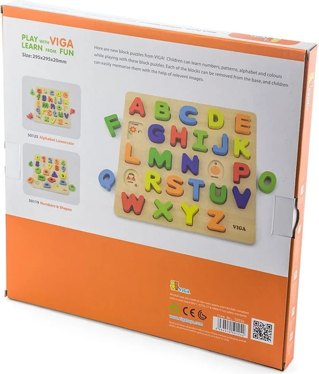 Puzzle druri, Viga Numbers and Shapes, numra 0-9 dhe forma gjeometrike, për 18+ muaj, shumëngjyrëshe