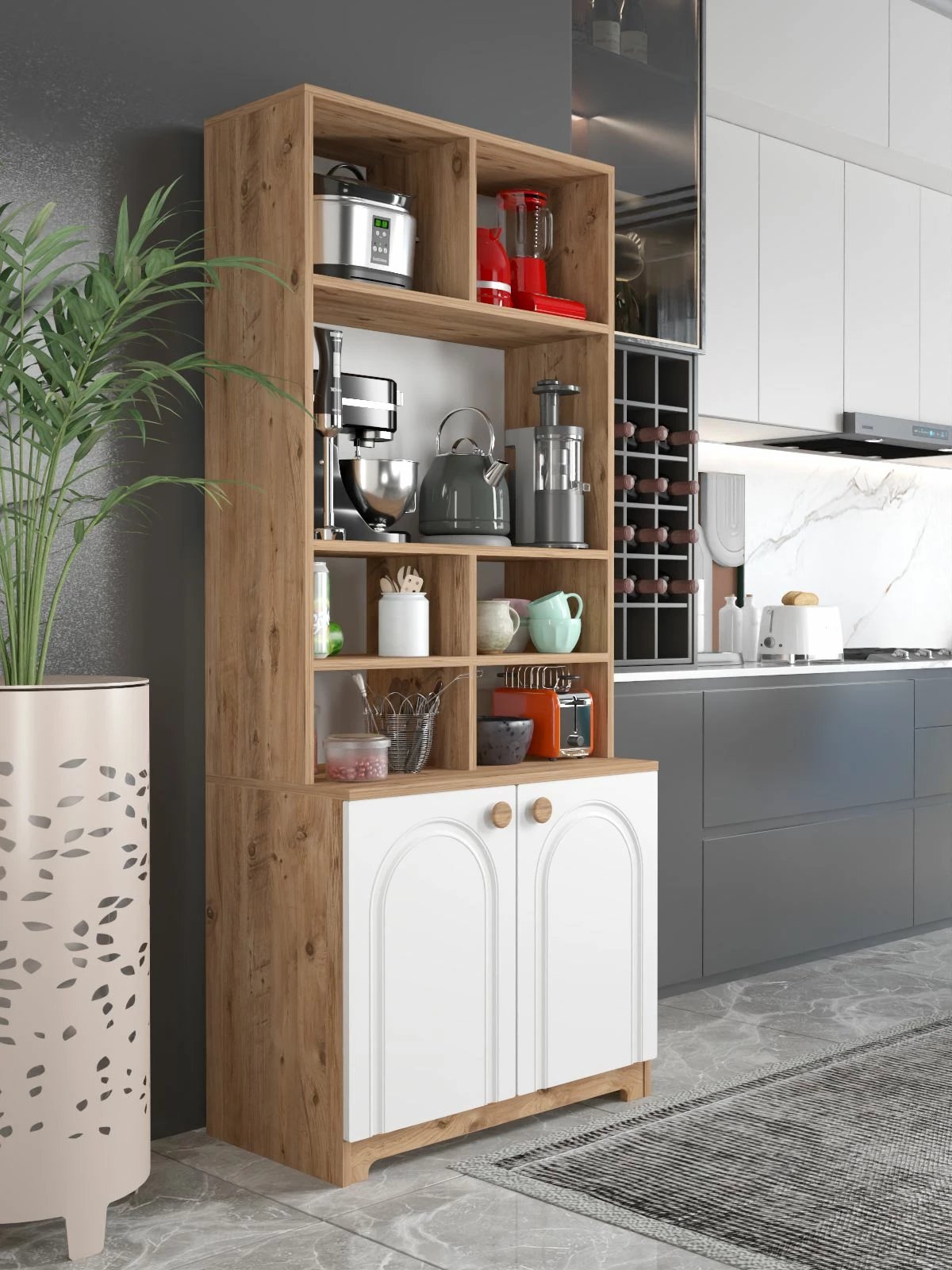 Dollap multifunksional Skye Decor, ngjyrë Atlantic Pine dhe e bardhë, Lunora