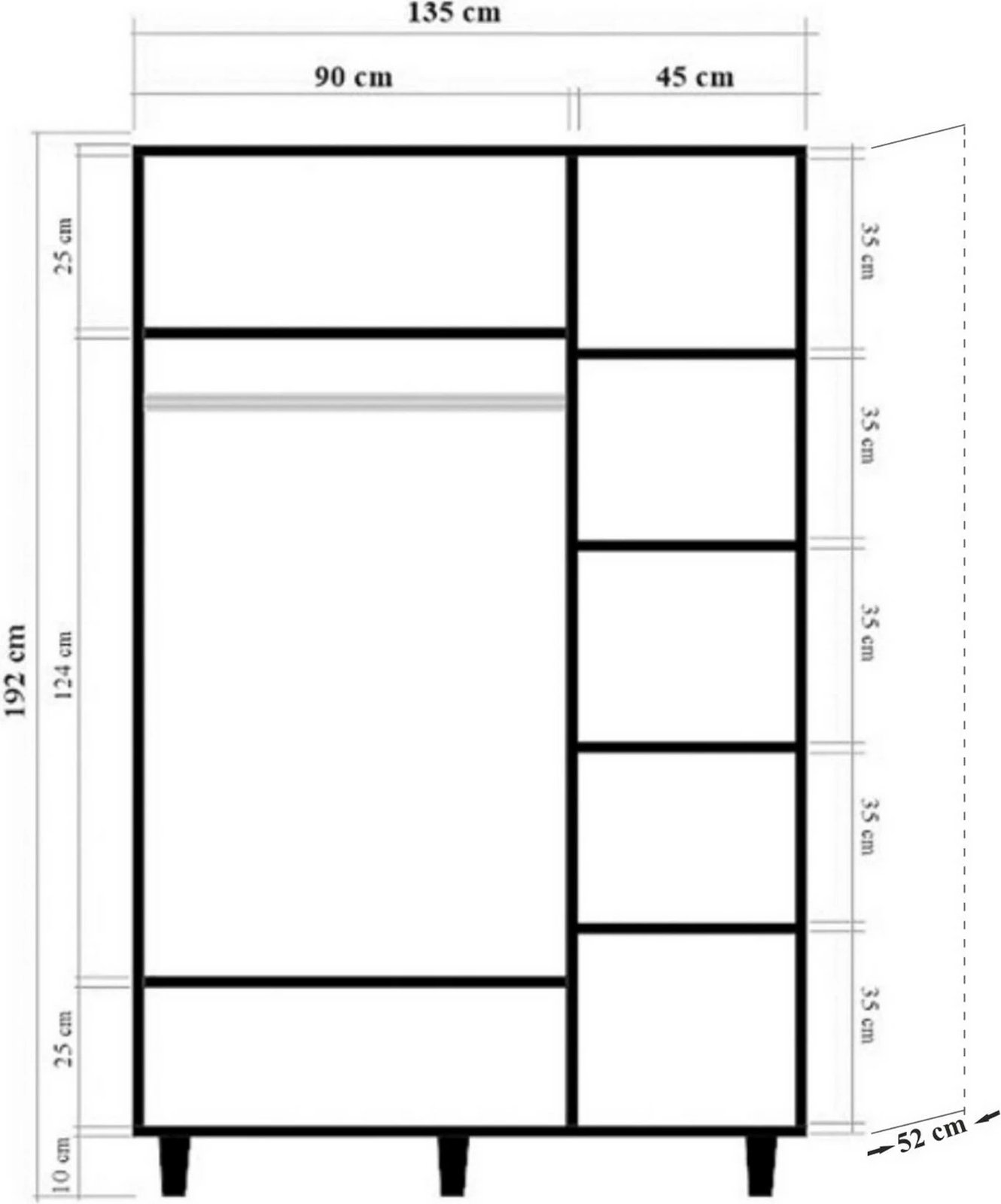 Dollap Lena 3, dekor Skye, ngjyrë sonomo, 135x192x52cm