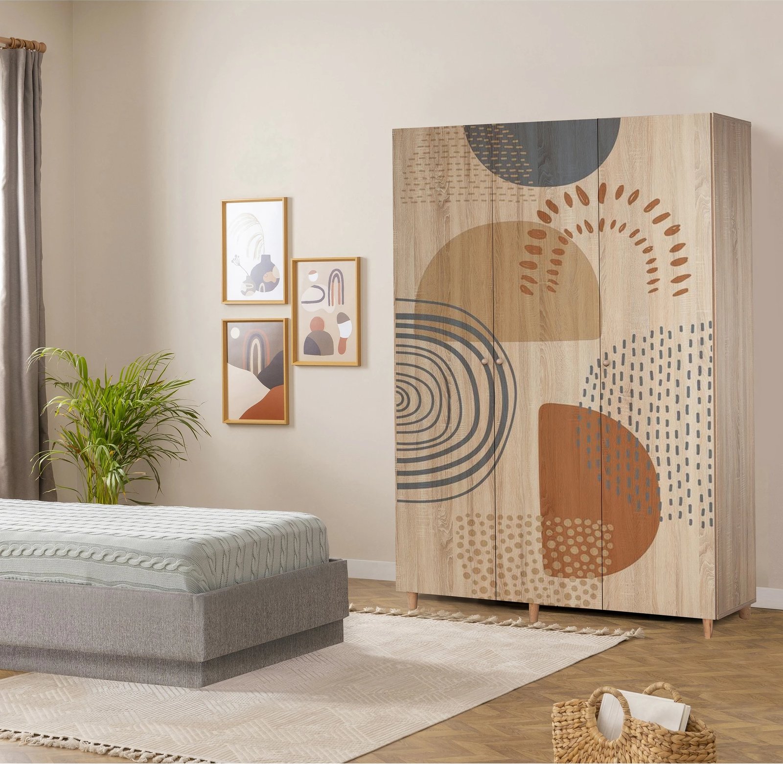 Dollap Lena 3, ngjyrë sonomo, Skye Decor, 135x192x52 cm