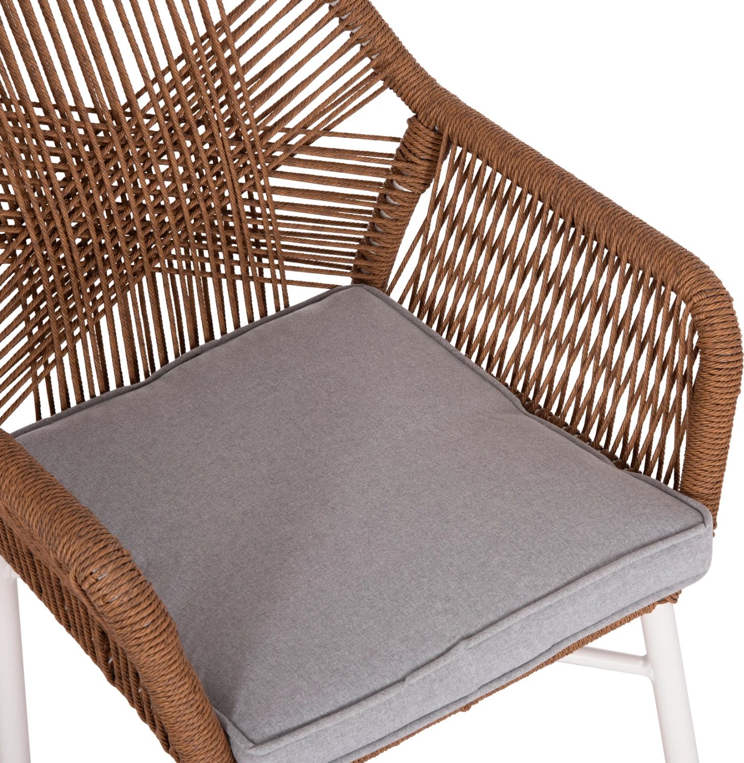 Karrige ngrënieje për jashtë, alumin i bardhë, ratan sintetik bezhë, TOPIN FH6048.11, 59x63x81cm