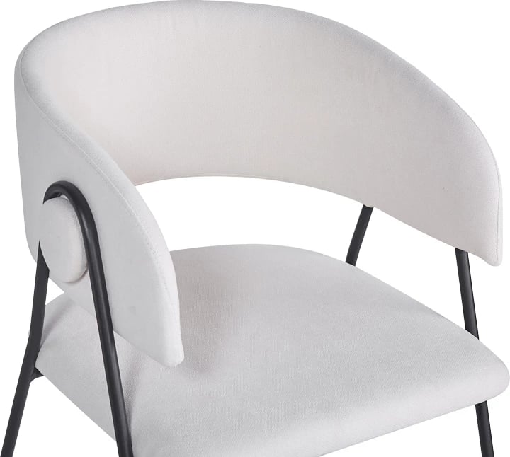 Set 4 karriga të ulëta Rachele I, material tekstili bezhë, këmbë metalike të zeza, 52x65x79cm