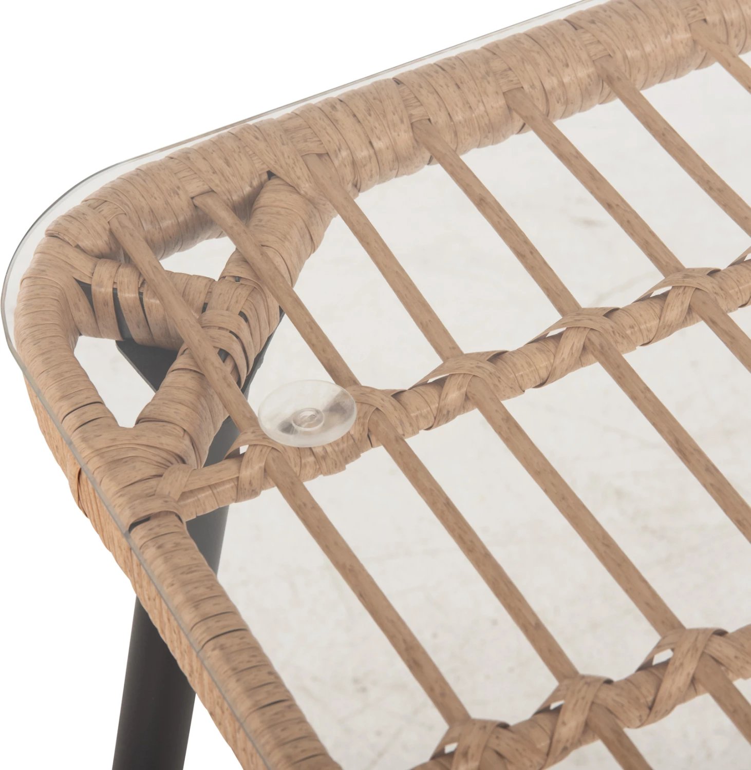 Tavolinë drejtkëndore për ngrënie, ALLEGRA, FH5538.11, metal i zi, ratan natyral, 159,5x89,5x72H cm