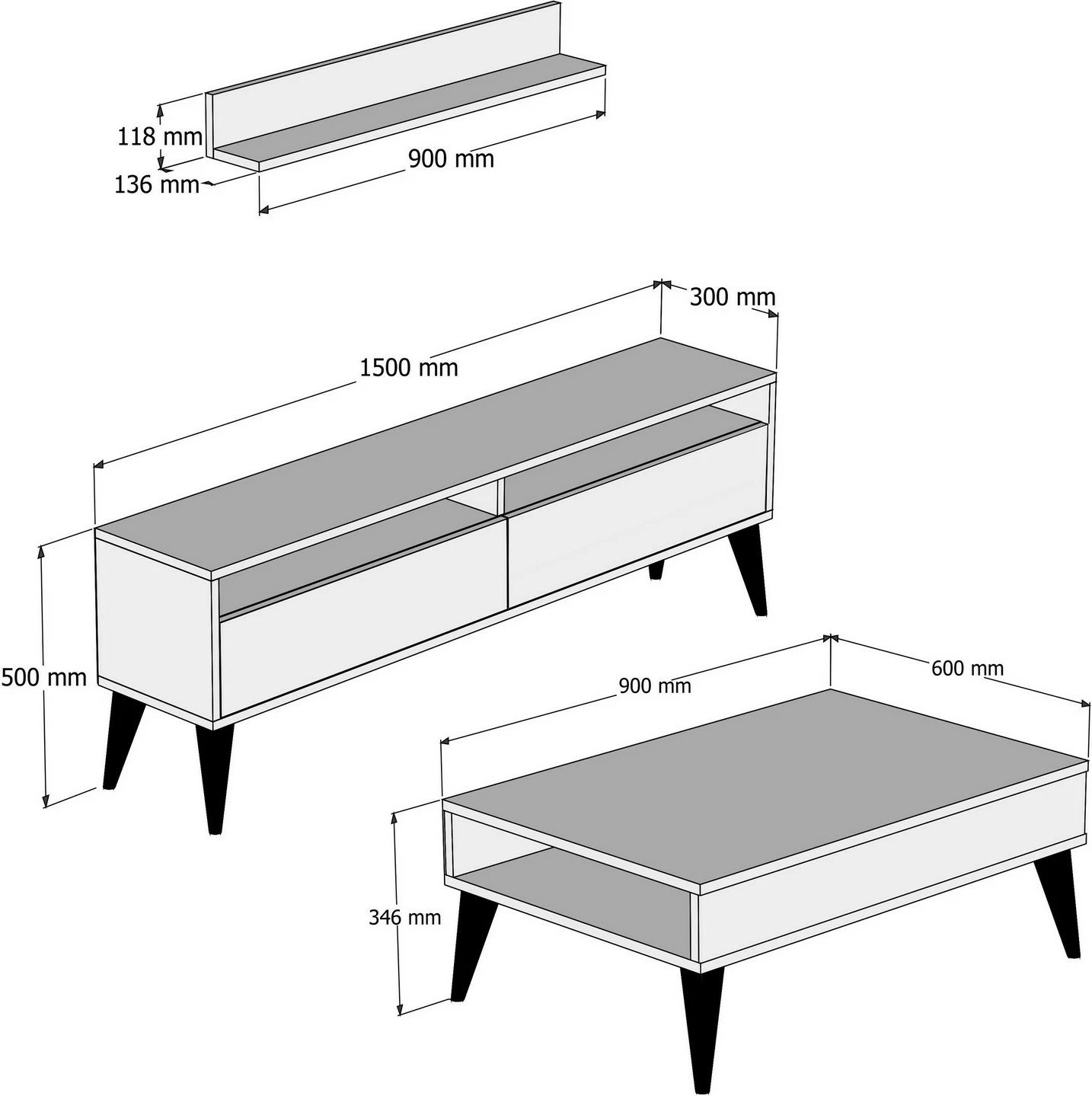 Set mobiljesh për dhomë dite Hanah Home, Best, krem