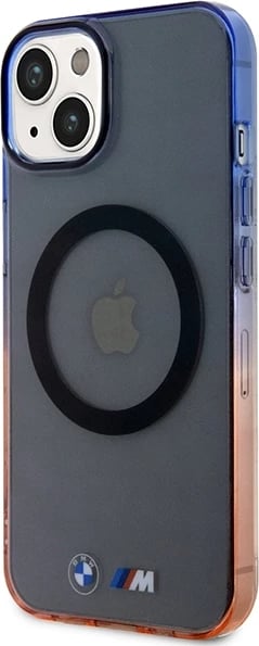 Mbështjellës BMW Gradient Bumper MagSafe për iPhone 14, 6.1", gri/portokalli/blu