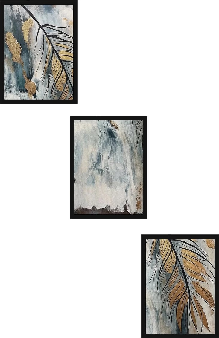 Pikturë dekorative me kornizë, 3 pjesë, Wallity, Huhu477S, 50x35cm