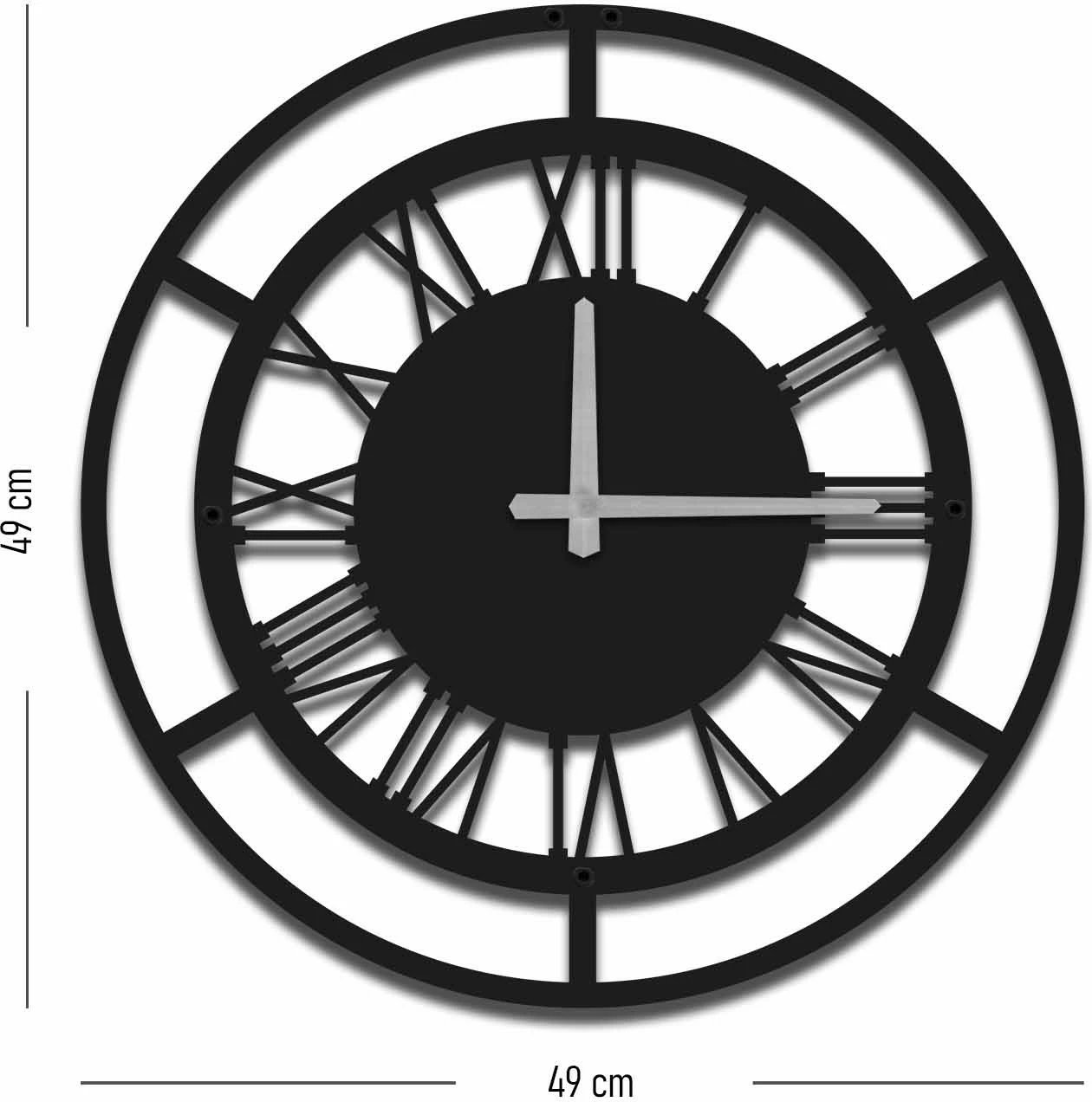Orë muri dekorative prej metali, Wallity, MTS - 005, e zezë, 49x49cm