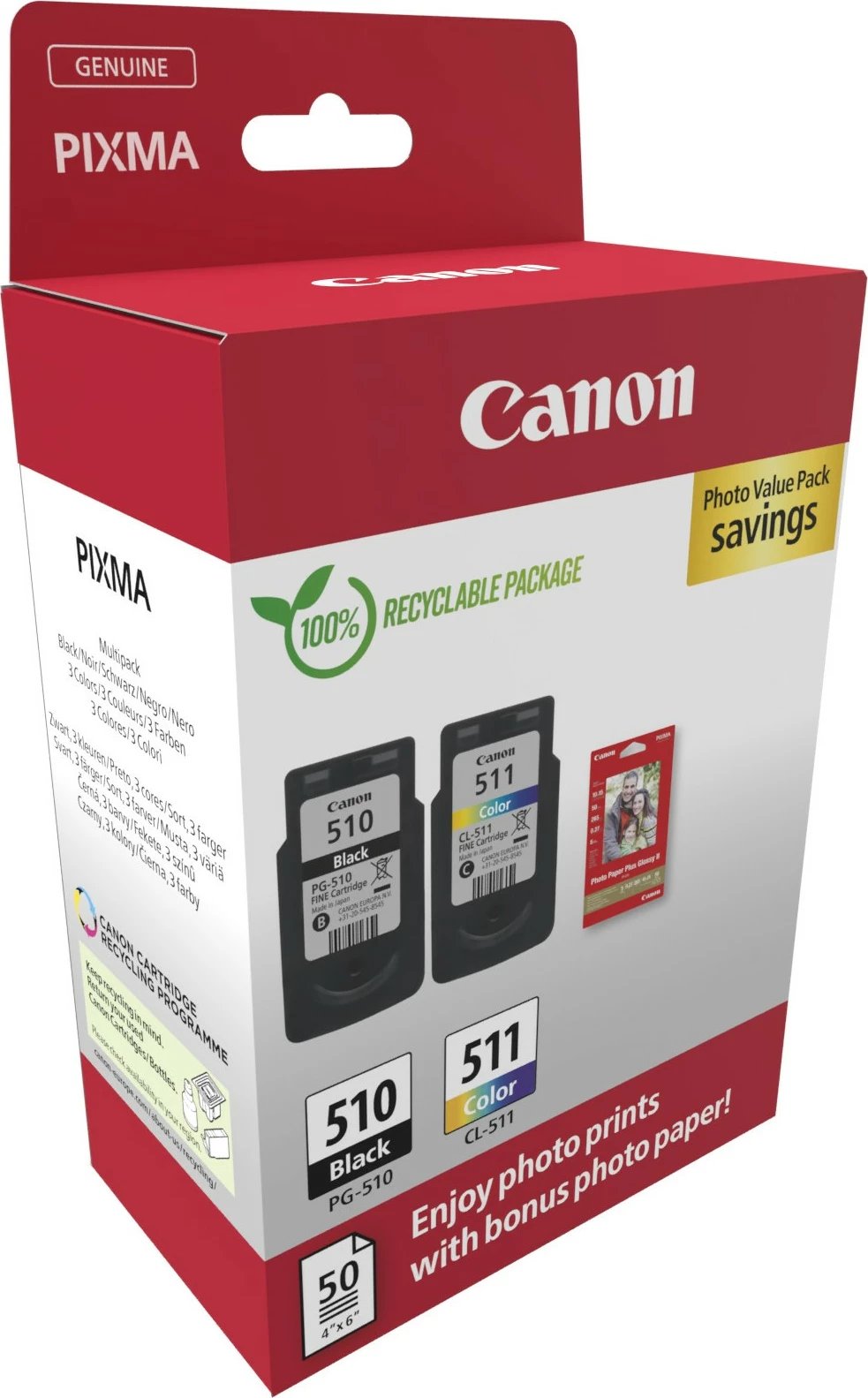 Toner Canon 2970B017, 2 copë, Foto pako vlerë, E zezë, Cyan, Magenta, E verdhë