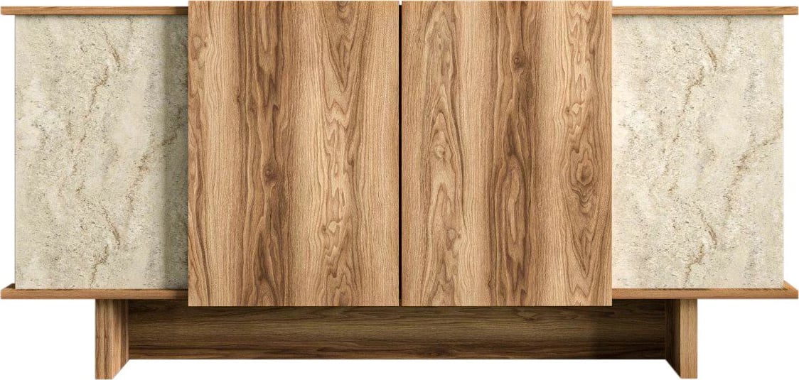 Konsol Diana, ngjyrë travertin dhe arre, Hanah Home