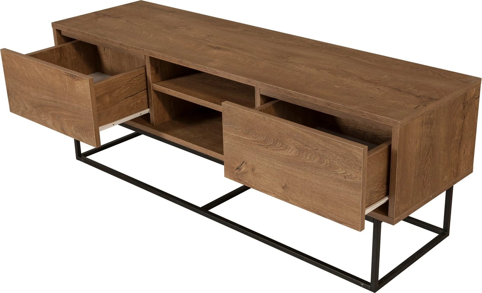 Set mobiljesh për dhomë dite, ngjyrë arre dhe e zezë, Skye Decor, Laxus Takım 1