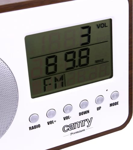 Radio dixhitale, Camry, CR 1153, FM, ekran LCD i madh, alarm, termometër, kalendar, 3W, kafe/bardhë