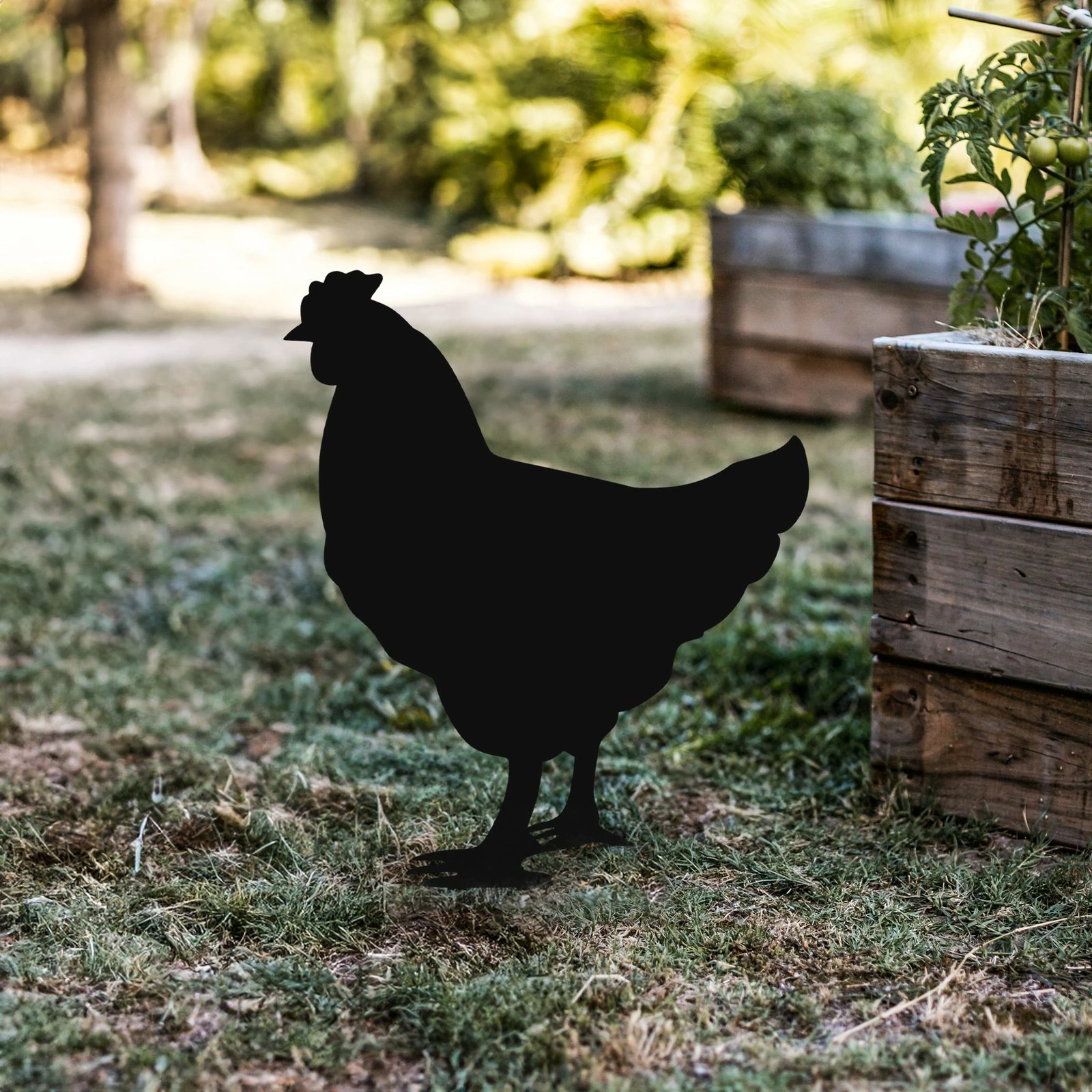 Dekor për kopsht, pulë, ngjyrë e zezë, Aberto Design, 64x42cm