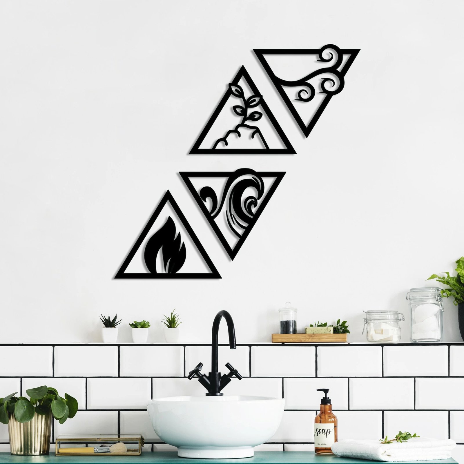 Aksesor dekorativ metalik për mur Wallity, për elemente, 4 pjesë