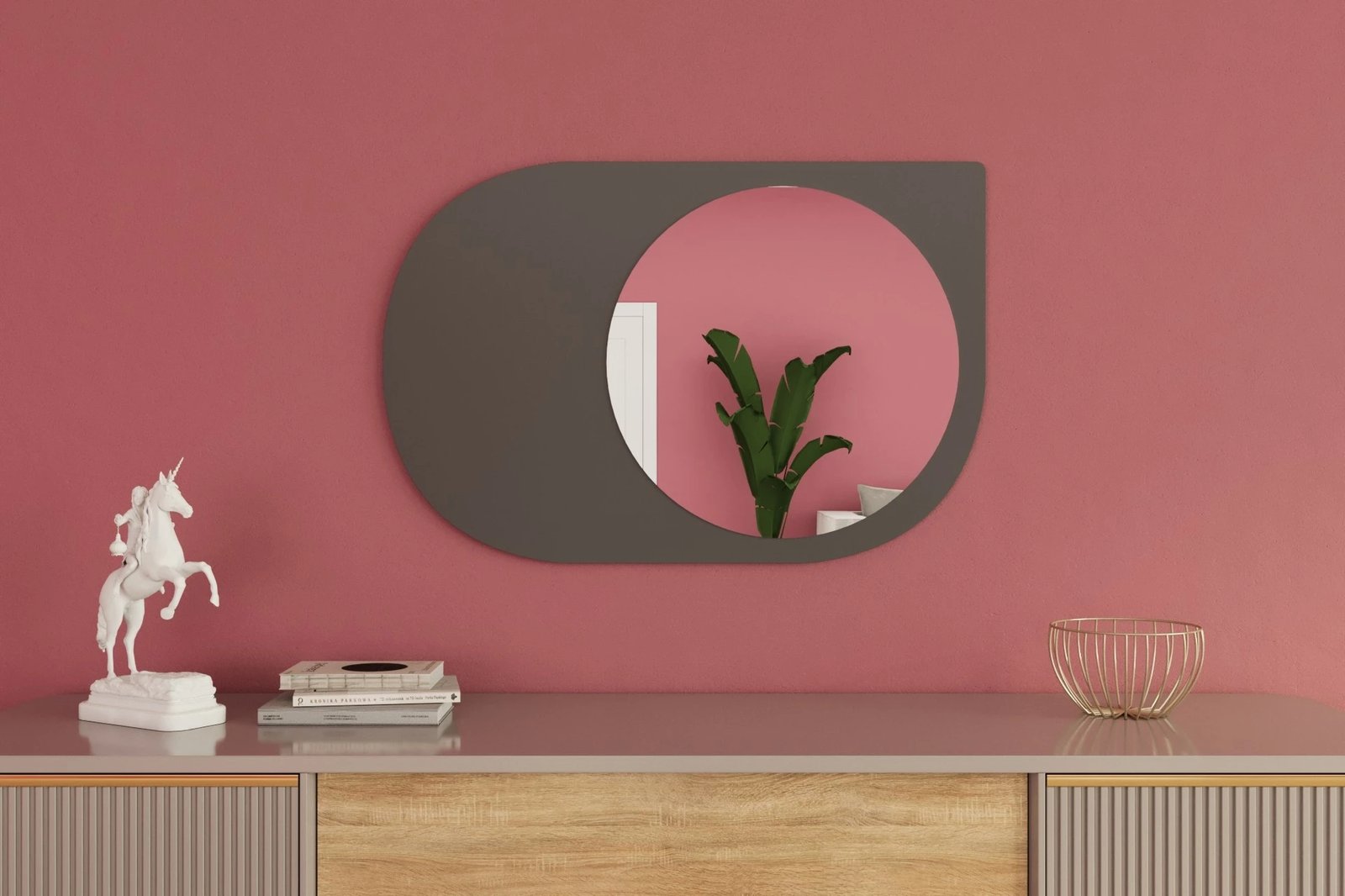 Pasqyrë Skye Decor, Pubble, ngjyrë antracit