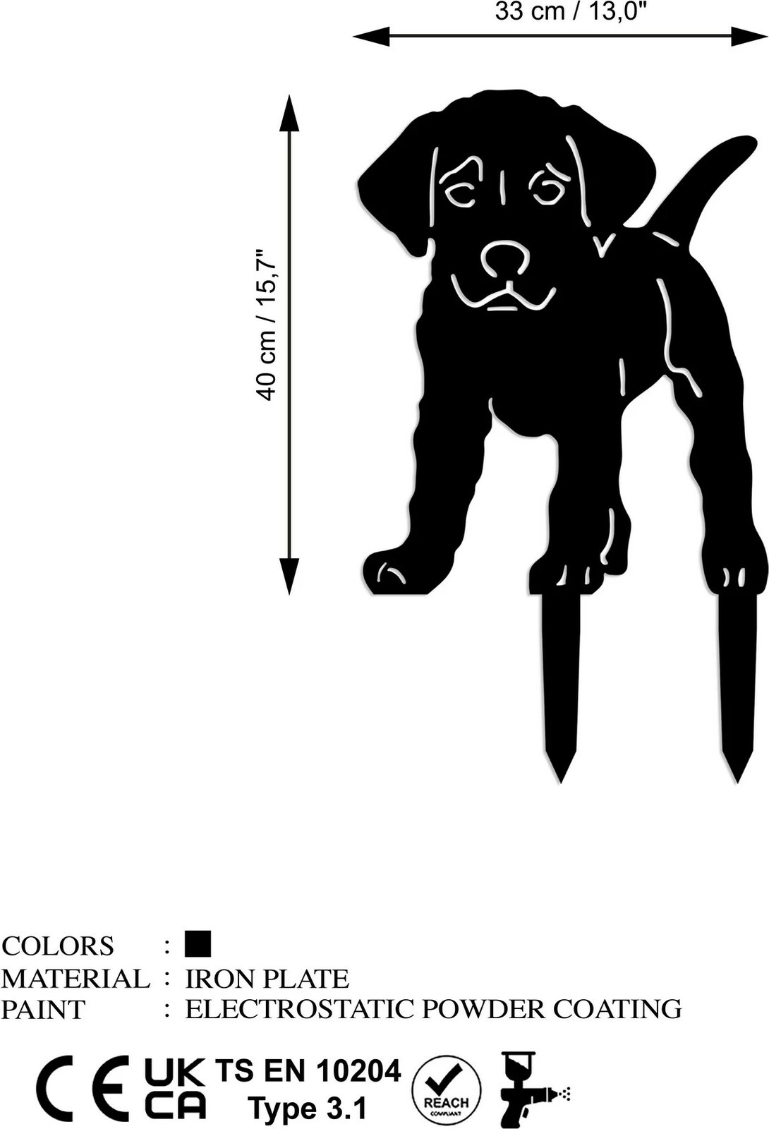 Objekt dekorativ për kopsht, Aberto Design, Amicable 01, ngjyrë e zezë, 40x33cm