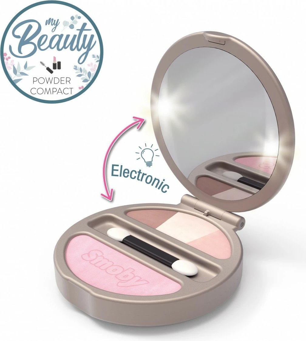 Kuti pudre lodër Smoby Beauty Light-up Powder Box, për vajza, Bezhe