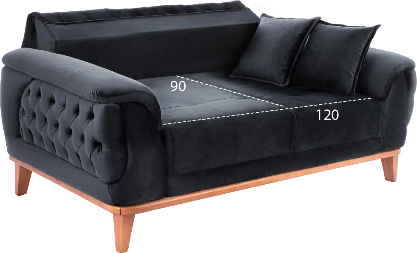 Divan shtrat 2-vendësh BENNINGTON, ngjyrë e zezë, 180x95x80