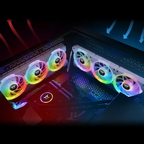 Ventilatorë kasë Thermaltake SWAFAN EX14 RGB 140mm, 3 copë, i bardhë