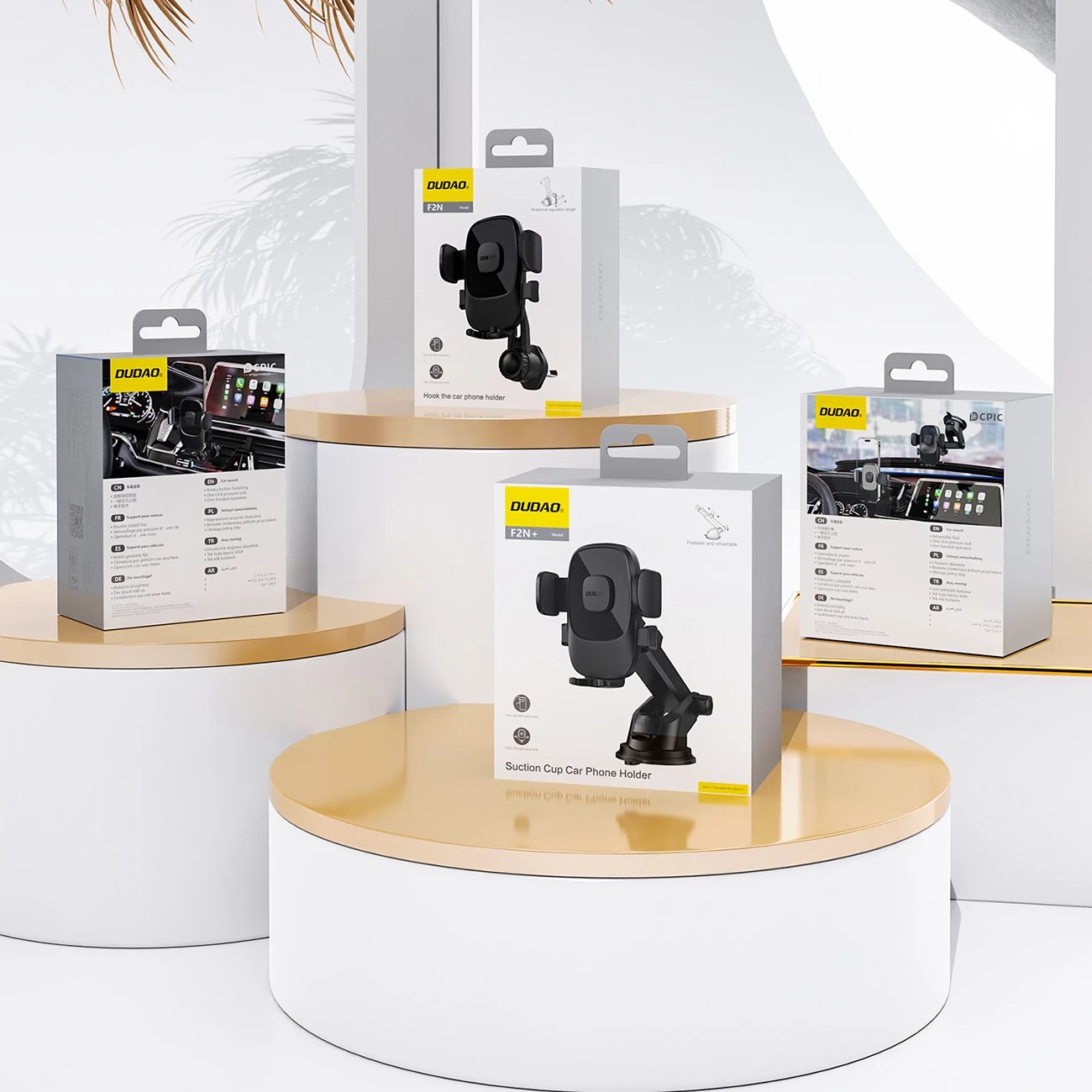 Mbajtës për celular, Dudao F2N+, kupë thithëse 10 kg, mekanizëm gravitacional, rrotullim 360°, për xham/tablolinë, i zi