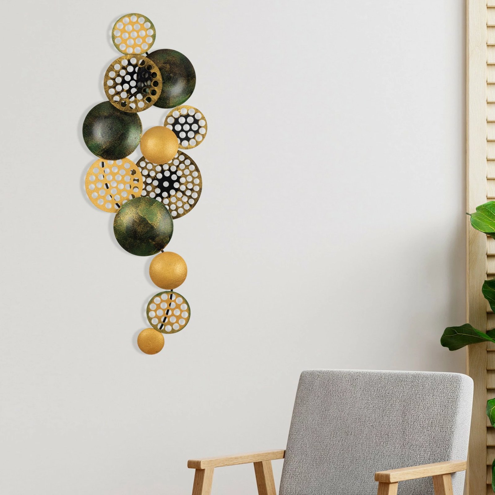 Aksesor dekorativ muri prej metali, Wallity Bronte, CH103-5, shumëngjyrësh, 90x8x42cm