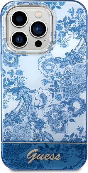 Mbështjellës Guess Porcelain Collection për iPhone 14 Pro 6.1", Kaltër Mbështjellës Guess Porcelain Collection për iPhone 14 Pro 6.1", Kaltër