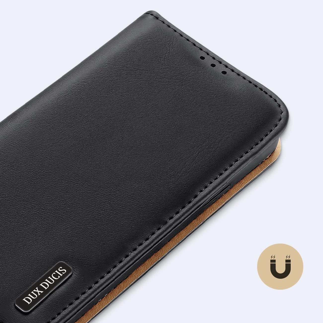 Mbështjellës Dux Ducis Hivo për iPhone 14 Plus, lëkurë natyrale, me xhepa për kartela dhe para, i zi Mbështjellës Dux Ducis Hivo për iPhone 14 Plus, lëkurë natyrale, me xhepa për kartela dhe para, i zi
