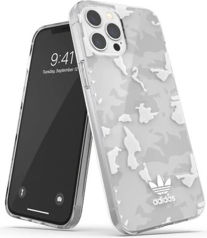 Mbështjellës Adidas OR SnapCase Camo për iPhone 12 Pro Max, transparent/bardhë